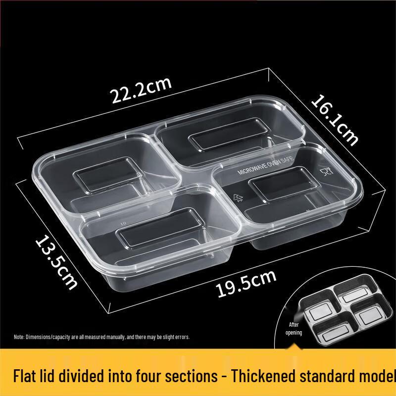 

JINGRX Disposable 4-Compartment Meal Box with Lid