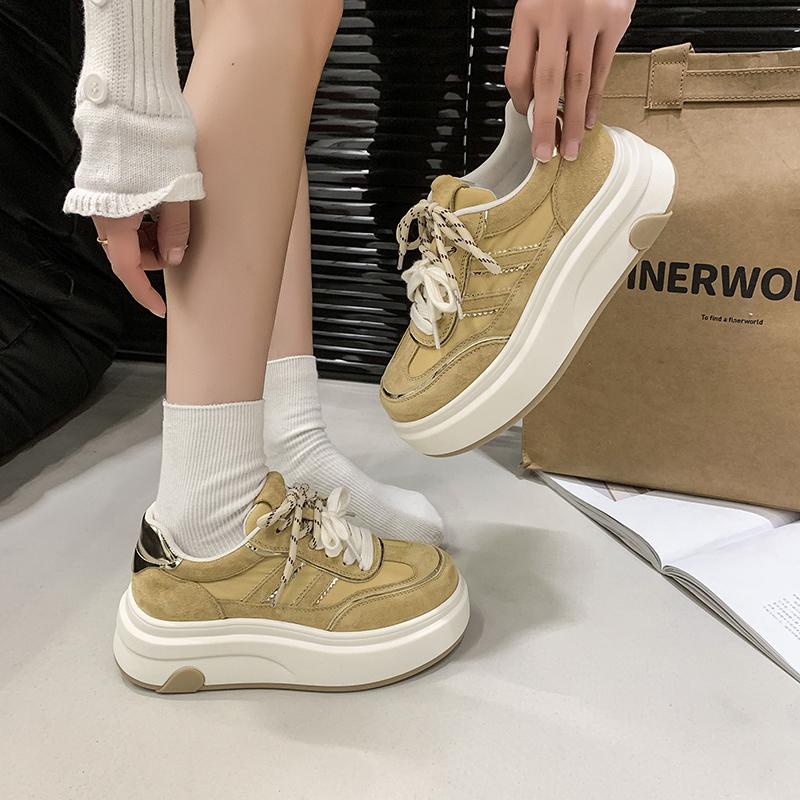 2025 New Women Shoes Pu Thick Sole Women Non-Slip Increase Wear Shoes Outdoor Leisure Brand Walking Shoes