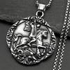 São Jorge PROTEJA-NOS Colar com Pingente de Aço Inoxidável Cristão para Mulheres Homens Cor Dourada St. Colar Choker George Joias