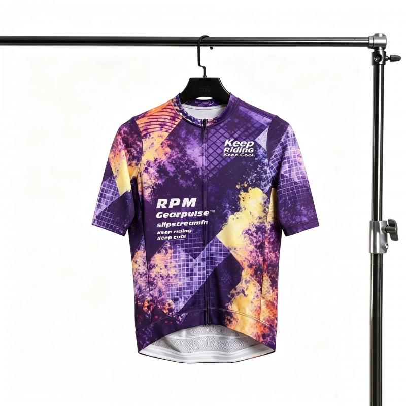 Unisex Cycling Jersey Short Sleeve Starry Gradient Mesh Breathable Quick-Dry UV Protection Road Bike Ride