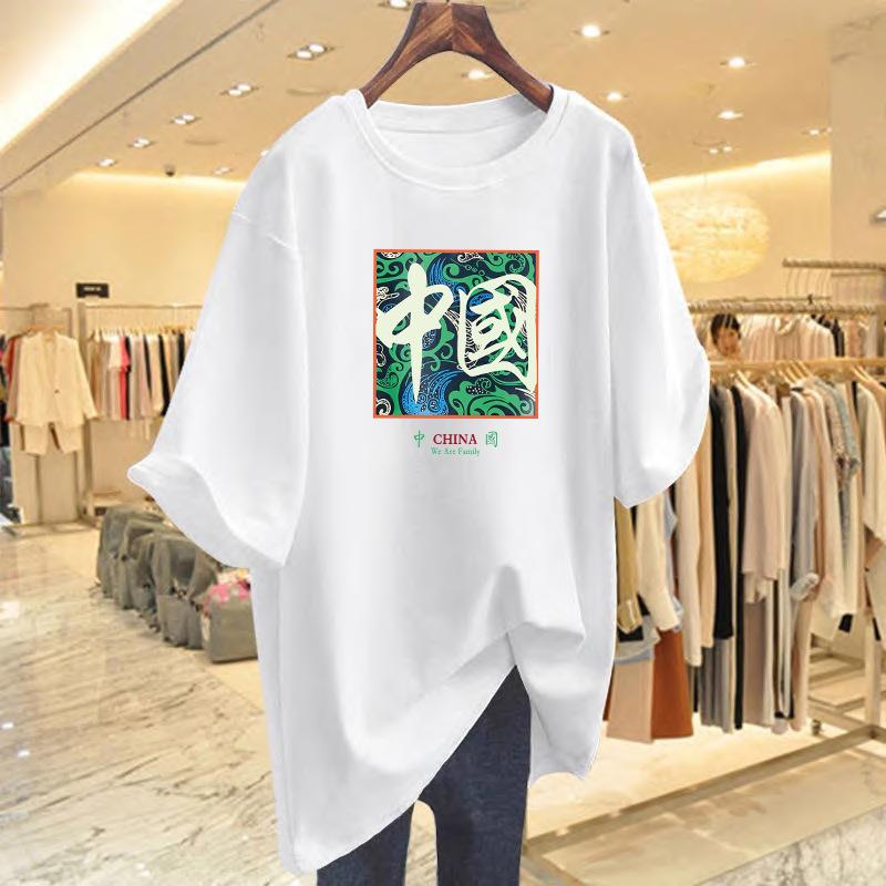 

Chinese style pure cotton short-sleeved t-shirt women s summer new round neck loose half-sleeved national style top bottoming shirt S