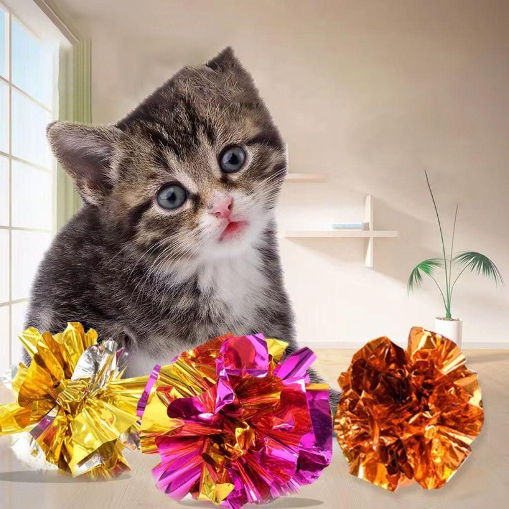 

5pcs Random Color Cat Rattle Paper Ball Interactive Cat Paper Sound Toy Playing