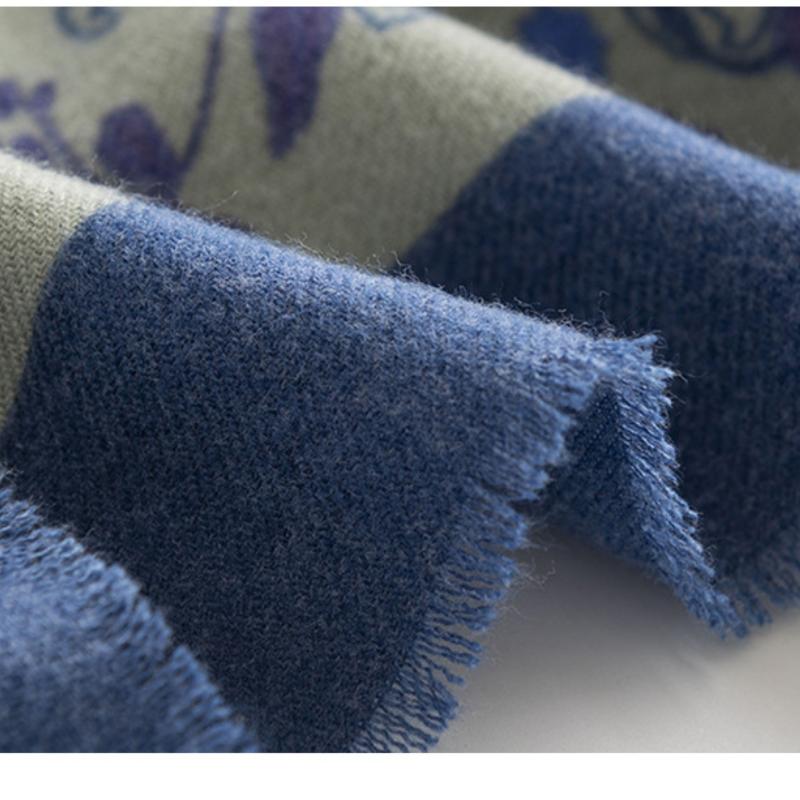 Autumn and Winter Small Floral Scarf Elegant Socialite Style Printed Imitation Cashmere Scarf Women's Warm and Cold Resistant Scarf