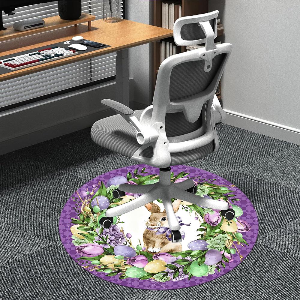 

1pc Easter Bunny Wreath Chair Carpet for Office Non-Slip, Machine Washable Rug for Office, Room - Holiday Decor, Machine Made yy251016147 80cm by 80cm