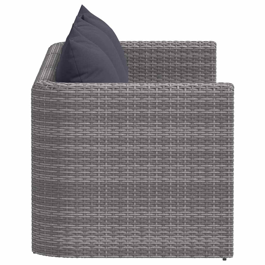 vidaXL 3-tlg. Garten-Sofagarnitur mit Kissen Grau Poly Rattan