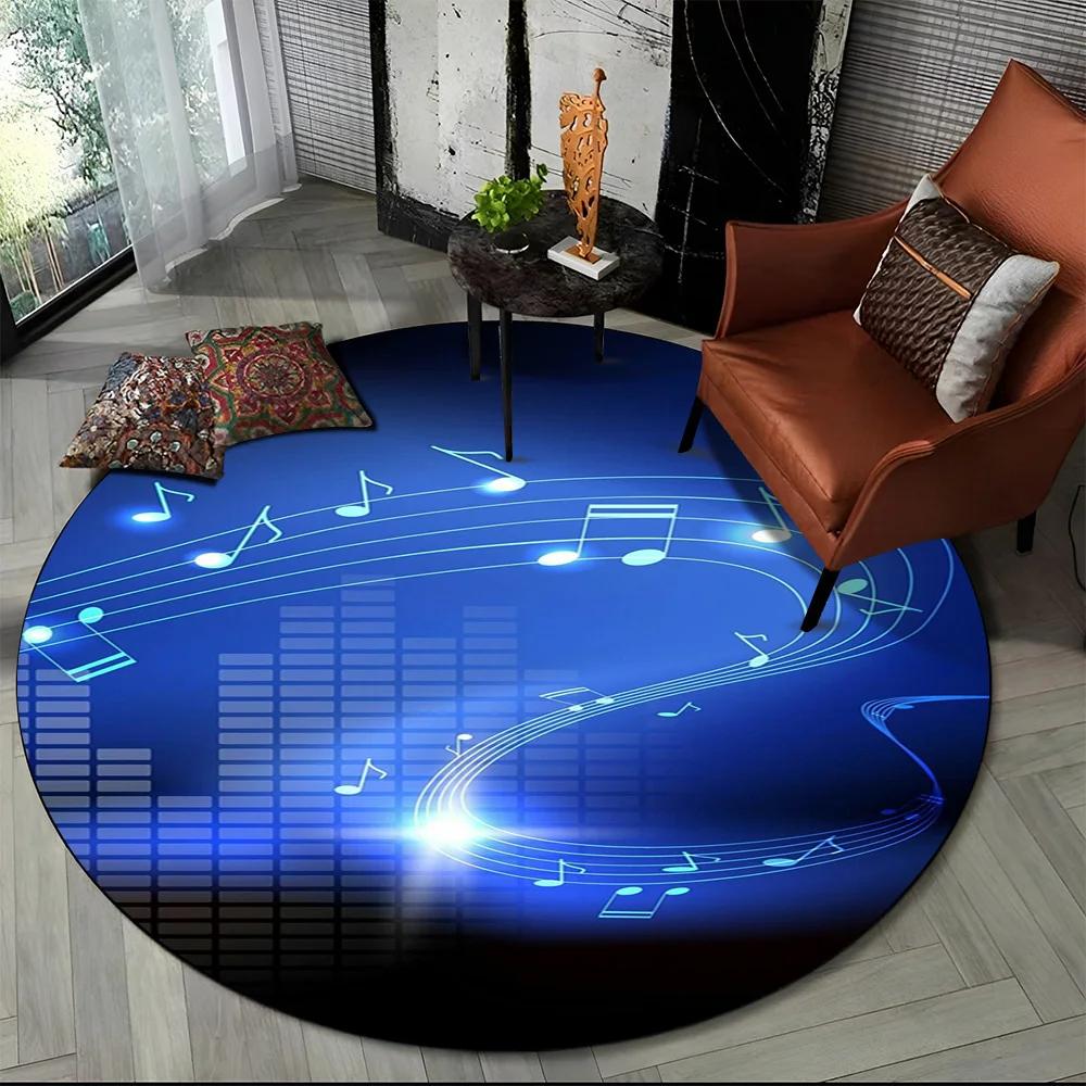3D Musical Note Piano Art Round Carpet Rug for Living Room Bedroom Child Playroom Chair Decor,Pet Area Rug Non slip Floor Mat
