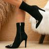 Fashion Eilyken Winter Pointed Toe Woman Ankle Boots Sexy Elegant Crystal Thin High Heels Fashion Zipper Stripper Prom Shoes
