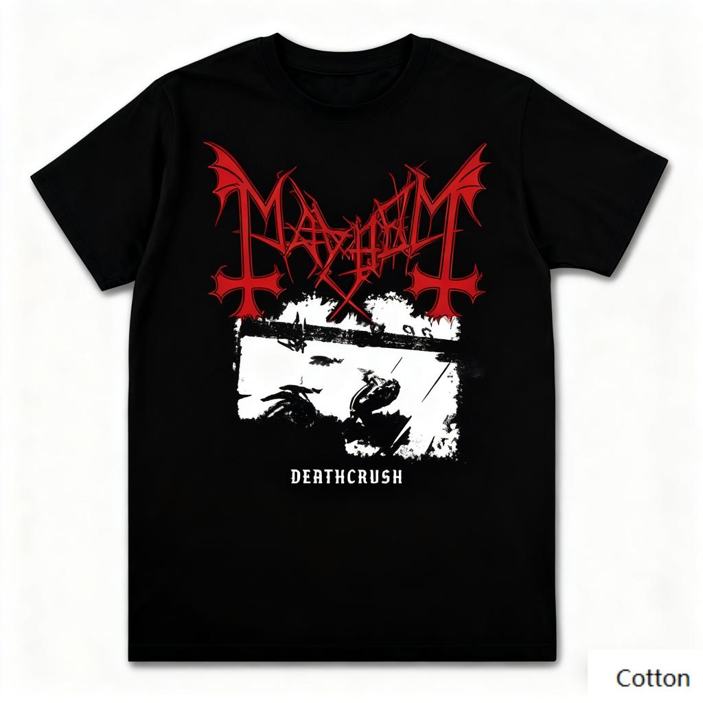 Dunkles Metall - Gothic - Themen T-Shirt mit Rundhalsausschnitt, das ein unverwechselbares dunkelgothisches Design zeigt, Marke Reine Baumwolle Streetwear