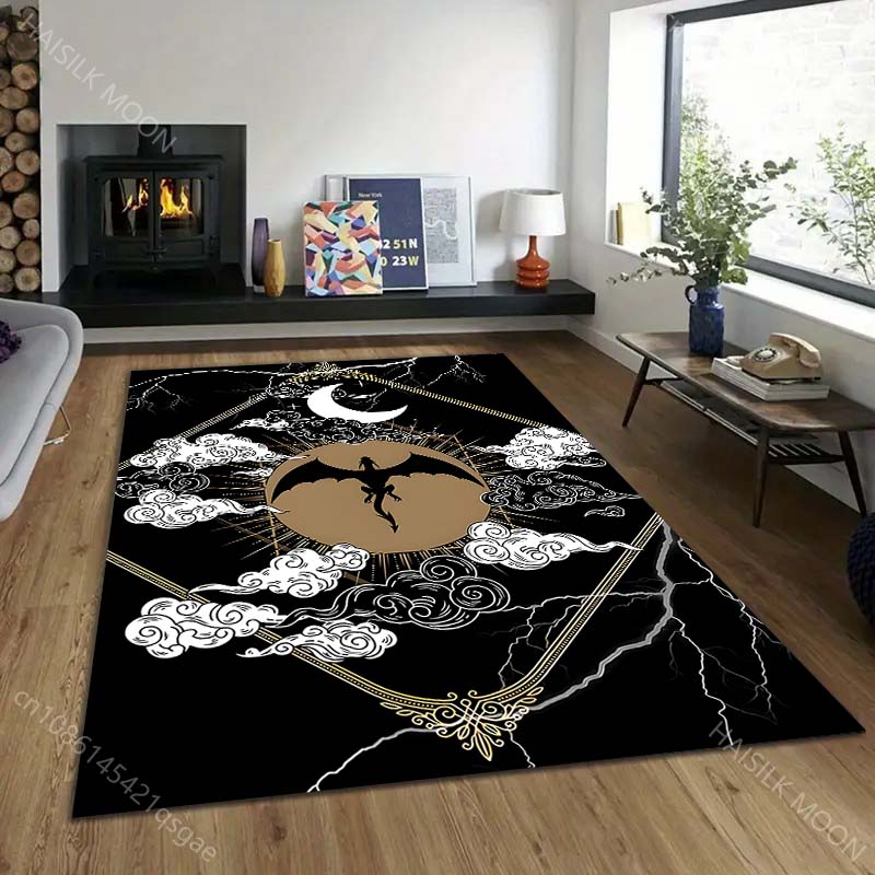 1PC Dragon Under Moon In Clouds Pattern Rug Carpets for Bedroom Living Room Sofa Mat Creative Door Mat Cloakroom Home Decor