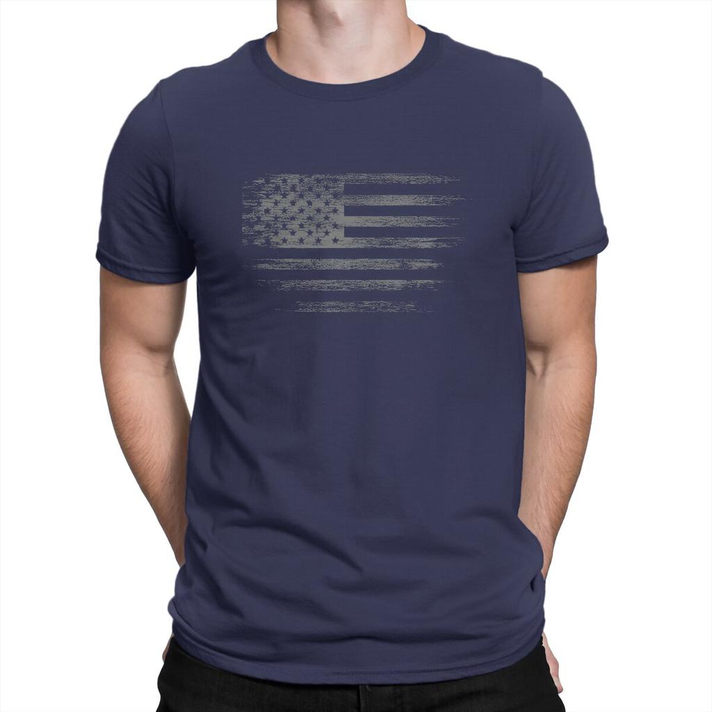 USA Flag Creative TShirt for Men   Round Neck Pure Cotton T Shirt Distinctive Gift Clothes Tops