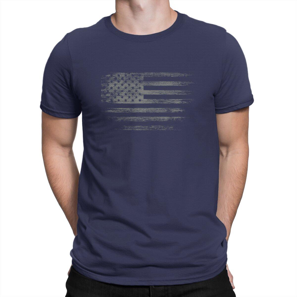 

USA Flag Creative TShirt for Men Round Neck Pure Cotton T Shirt Distinctive Gift Clothes Tops S