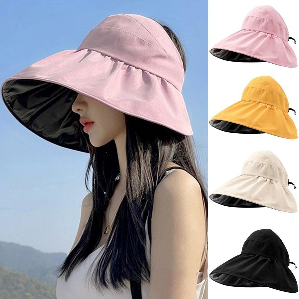 Women Summer Foldable Wide Brim Panama Hat Beach Cap Sunshade Hat Sun Cap Bucket Hat