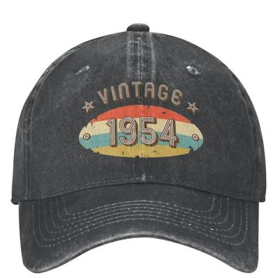 Unisex 1954 Vintage 70th Birthday Baseball Cap Fashion Distressed Denim Washed 70 Years Old People Dad Hat Adjustable
