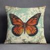 Vintage Butterfly Print Cushion Cover Peach Skin Throw Pillow Cover Pillowcase Sofa Living Room Spring Home Decor Pillow Case