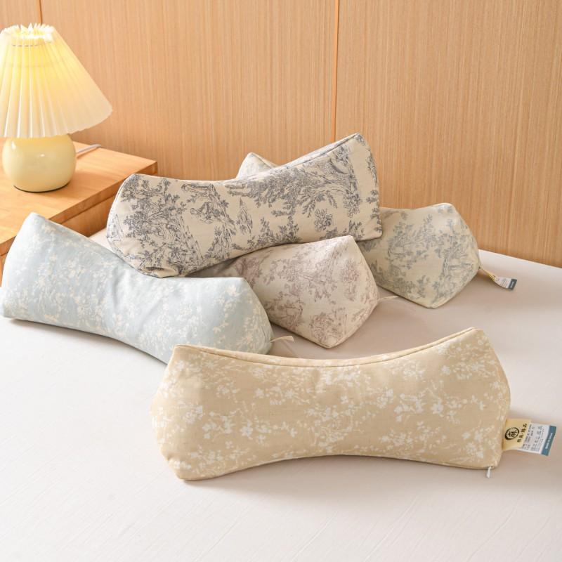 Cotton Linen Buckwheat Pillow Neck Support Triangle Shape Ergonomic Sleeping Adult Home Bedding