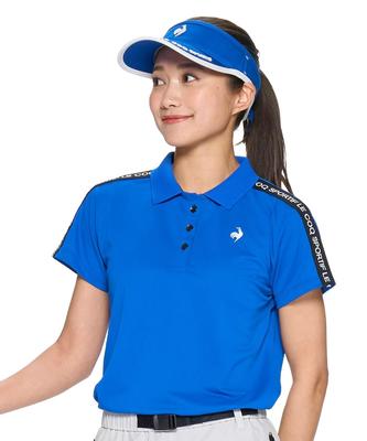 Coq Sportif Kurzarmshirt Logo Tape Sportlicher Mix and Match Schweißabsorbierend Schnelltrocknend Golf LG5SHS06L BL00 [Le Golf] A-Linie Damen (blau)