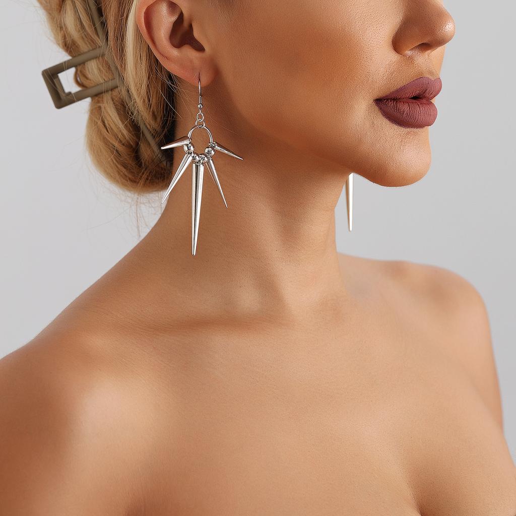 Punk Personality Thorn Earrings Trendy Cool With Spiked Cone Geometric Earrings Hip Hop Neutral Men'S And Women'S Earrings