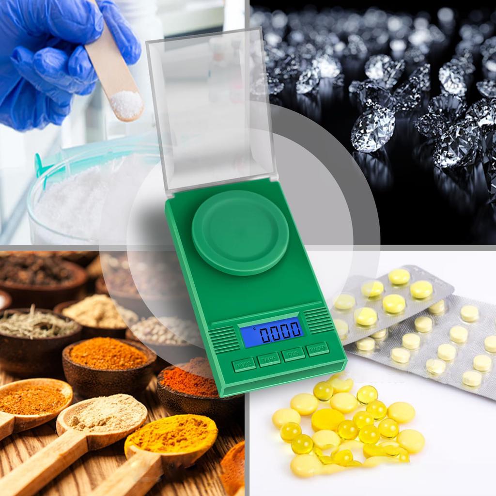 Milligram Scale 50g/ 0.001g, Portable Mg Scale with LCD Backlit, Tare, Digital Jewelry Scale, Microgram Scale Reloading