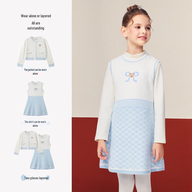 PawinPaw Girls' Cartoon Bear Knitted Skirt Set