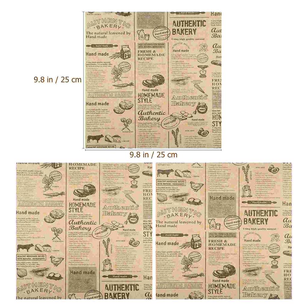 50 Sheets Food Wrapping Paper Grease- Resistant Bread Burger Brown Tray Liner Sandwich Liners Number