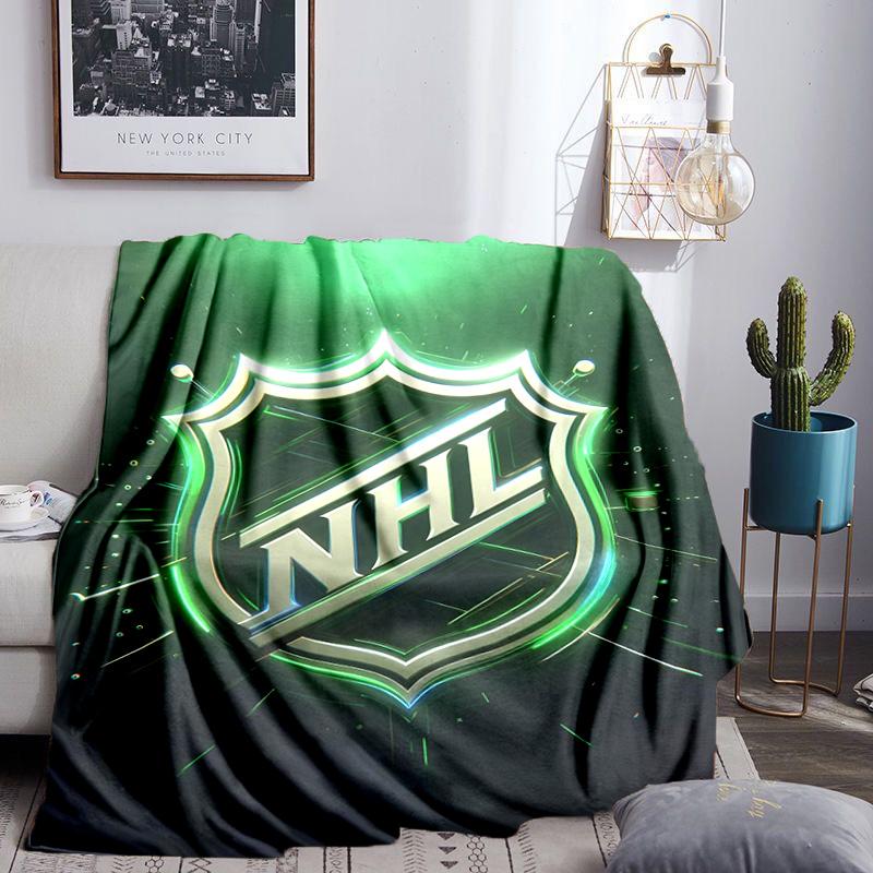 Nhl Hockey League Emblem Throws Blanket Flannel Blankets Plush for Couch Bed Gifts for Men Women Travel picnic blanket Christmas fan gifts