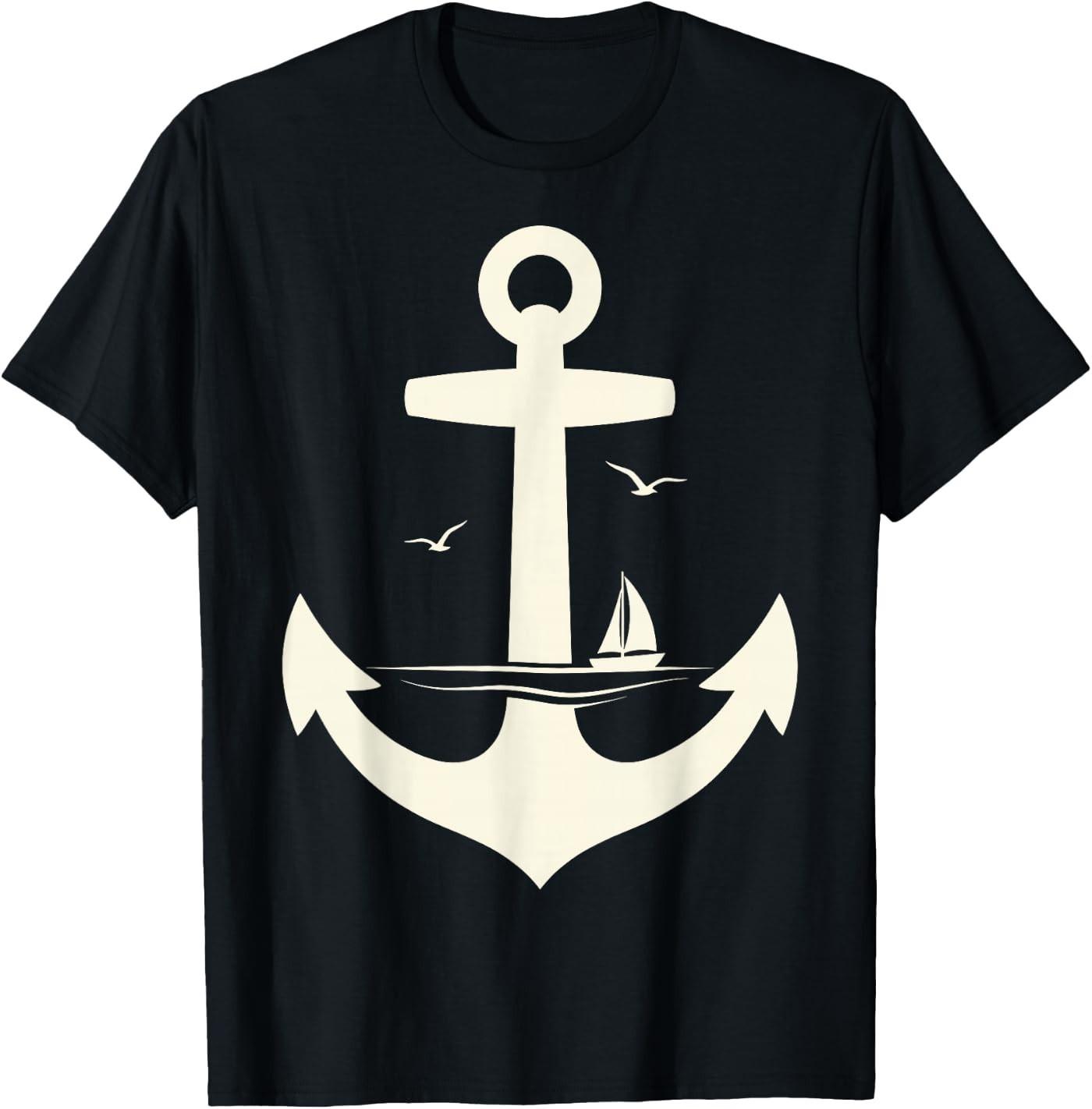 Anchor Sailboat Nautical Ocean Sailor Sea Lover T-Shirt L