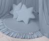 Set: hanging canopy for a children's room, mat with ruffles, pillows - dirty blue