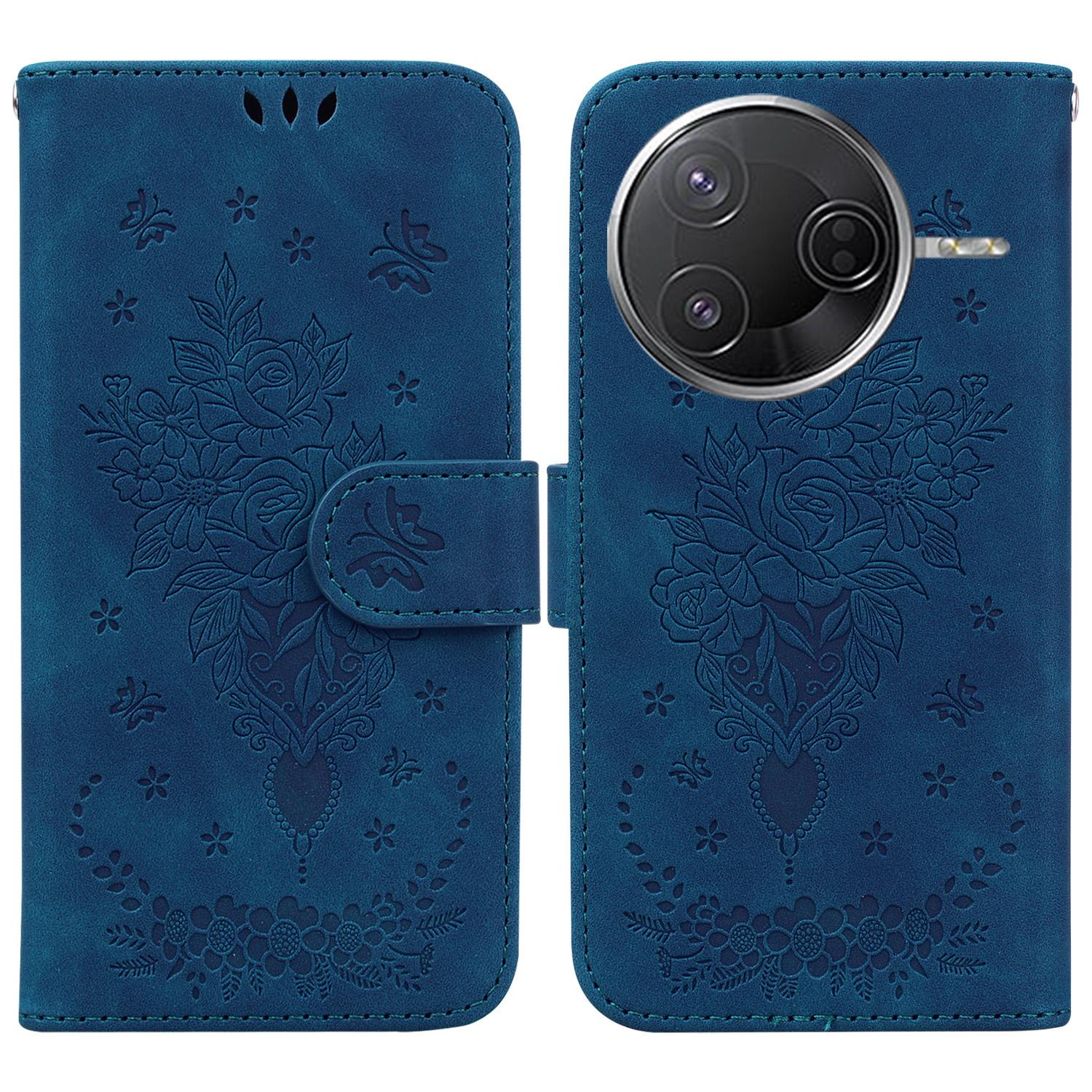 

Для Xiaomi Poco F7 Pro 5G/F7 Ultra 5G/Redmi K80 Pro 5G/K80 5G Чохол PU Шкіряний Гаманець Чохол для Телефону Відбиток Метелика Квітки Blue