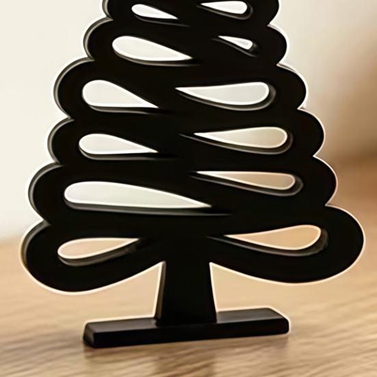 Modern Festive Table Centerpiece 3D Printed Abstract Line Christmas Tree Figurine, Minimalist Xmas Sculpture with Star Entryway Ornament Topper