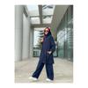 Women's Hooded Zippered Sleeves Elastic Wide Leg Pants Suit
