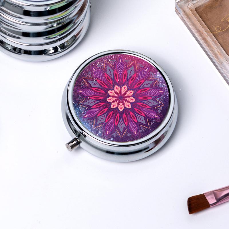 Runder Speicher mit 3 Fächern Einzelnes Fach Metall Kleine Medikamentenbox Schmuckschatulle Faltbar Tragbar Mini-Medikamentenbox