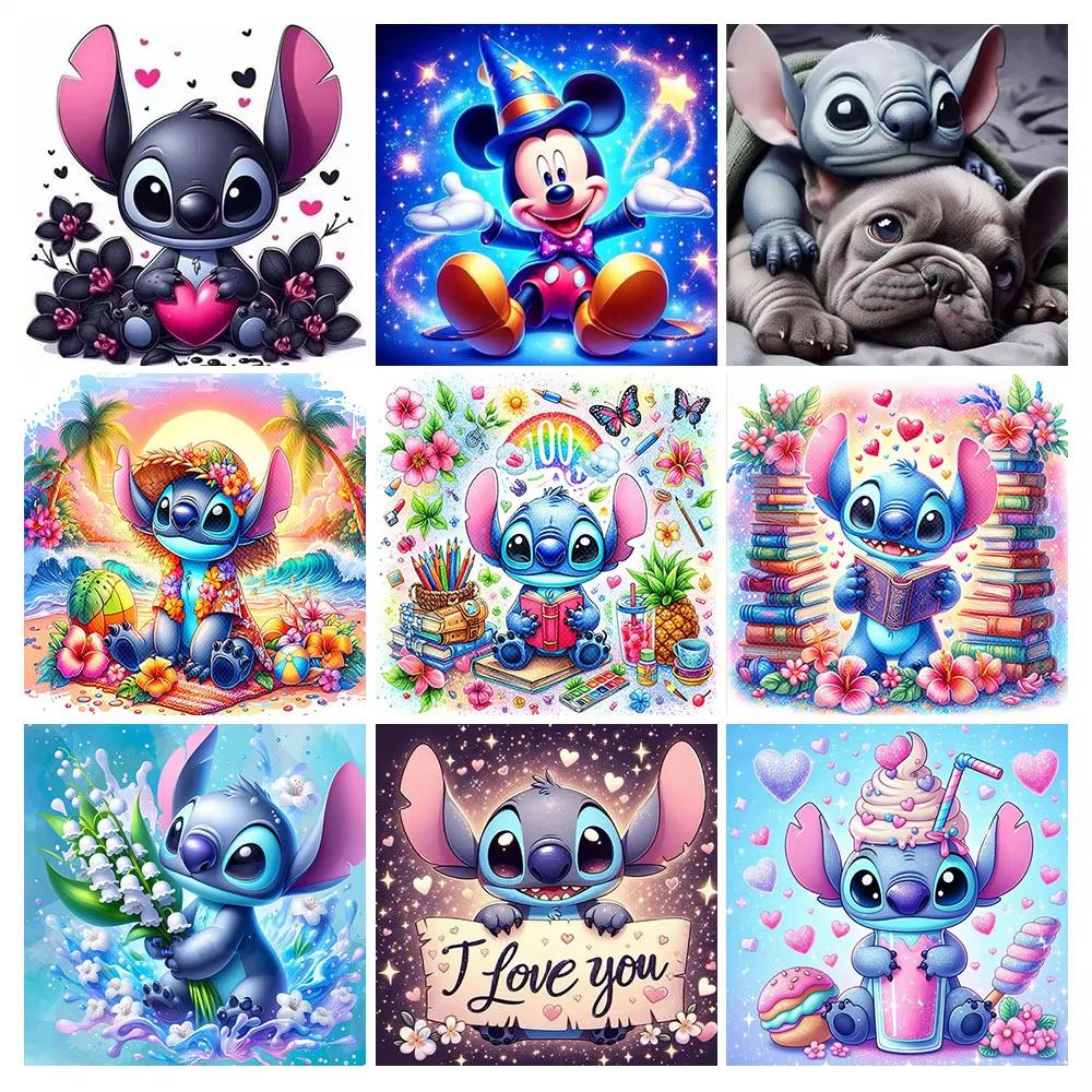 Disney Diamantmalerei Lilo & Stitch Diamantstickerei Strasssteine auf Bild Mosaikkunst Kreuzstich-Sets Heimdekoration
