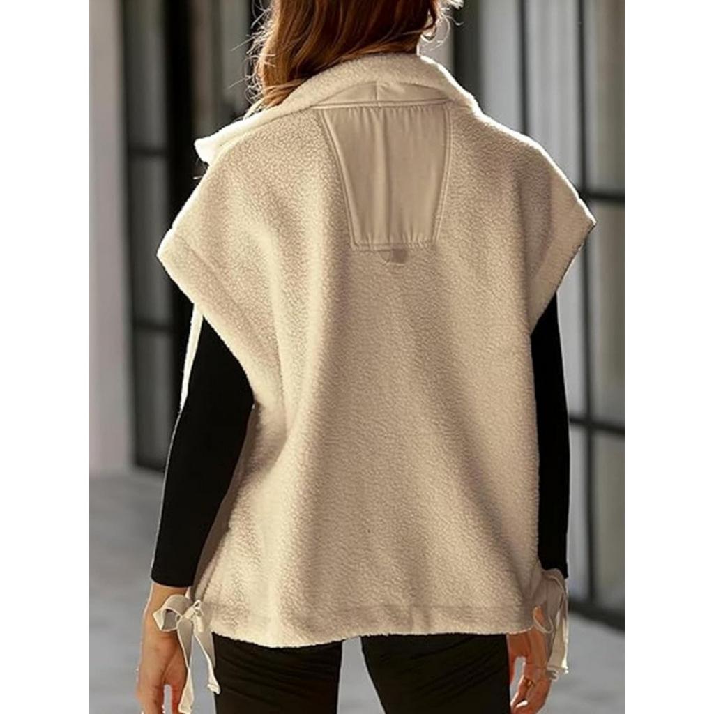 Women's Warm Fuzzy Lamb Wool Sleeveless Vest Outerwear Casual Fashion Vest For Ladies