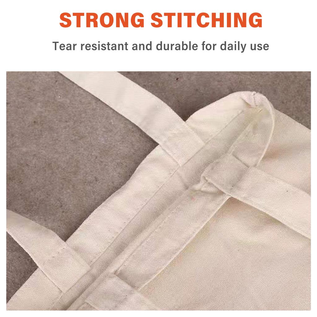 10PCS Canvas Bag Handbag Large Capacity Solid Color Foldable Reusable Lightweight Shopping Bag