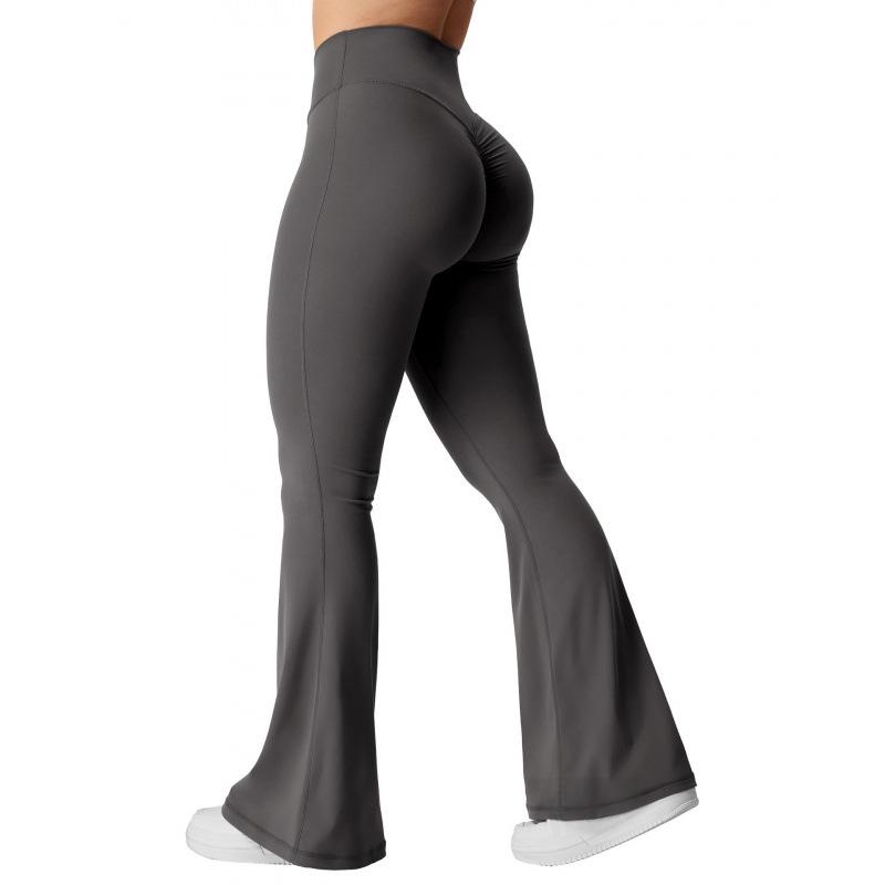 

European-American Nylon Criss-cross Waist Flare Yoga Pants for Women L