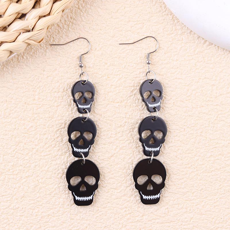 Halloween Acrylic Stud Earrings: Pumpkin, Bat, Ghost & Skull Dangle Accessories