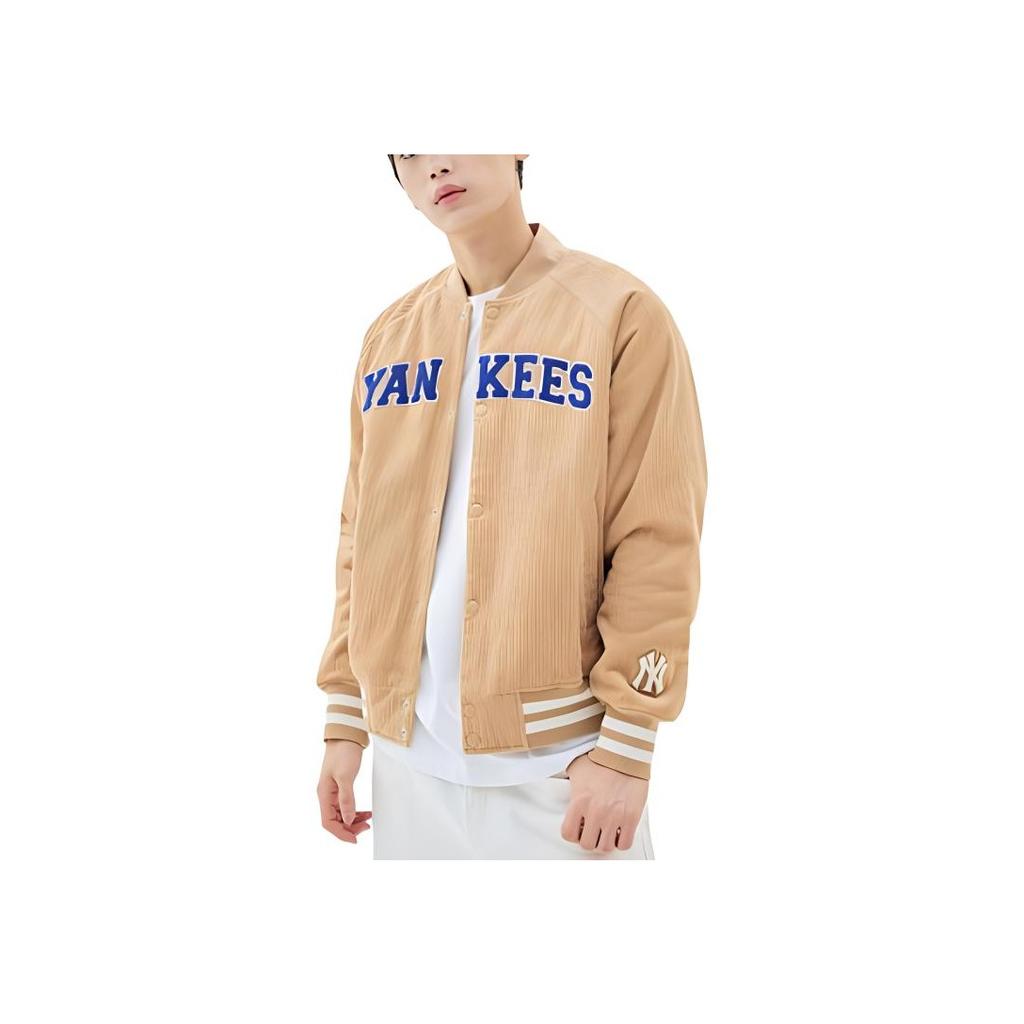 New MLB Varsity Series Jacket Men's Beige Yellow 3AJPV1334-50BGS