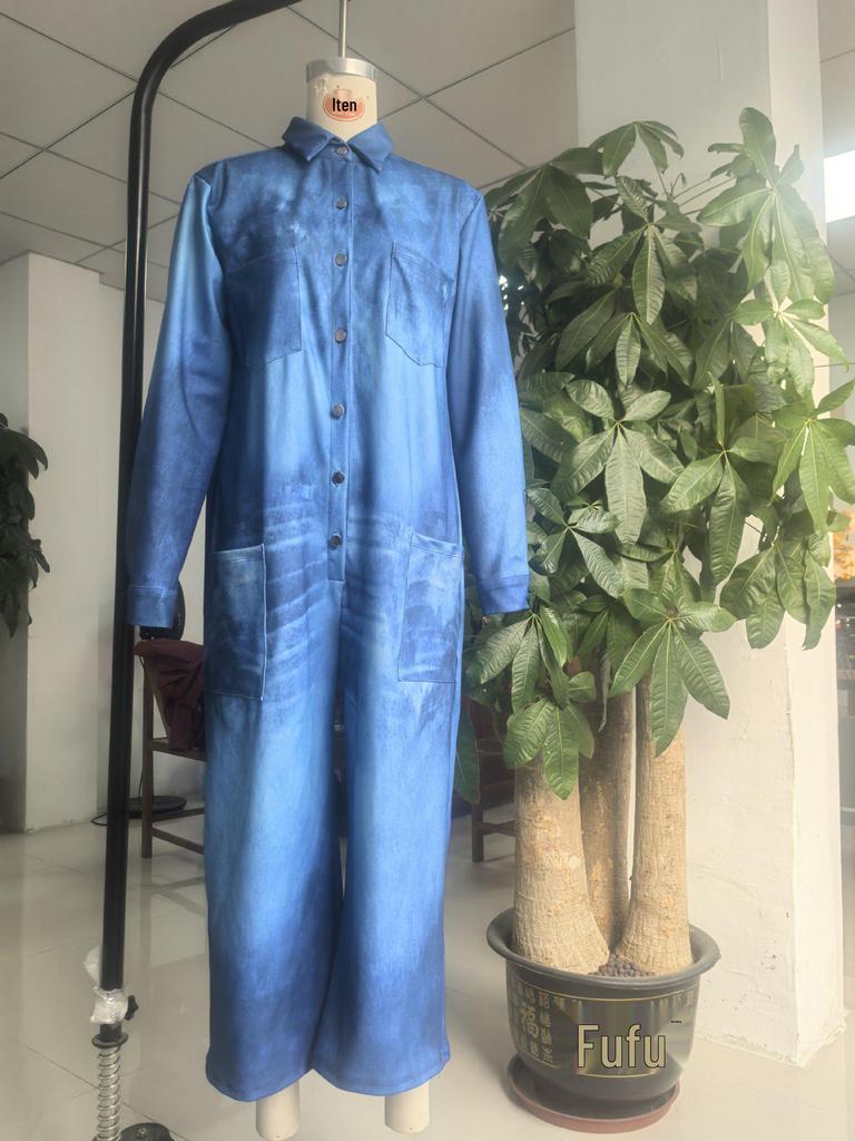 2026 Spring Women's Fashion European & American Single-Breasted Shirt Dress Jumpsuit
