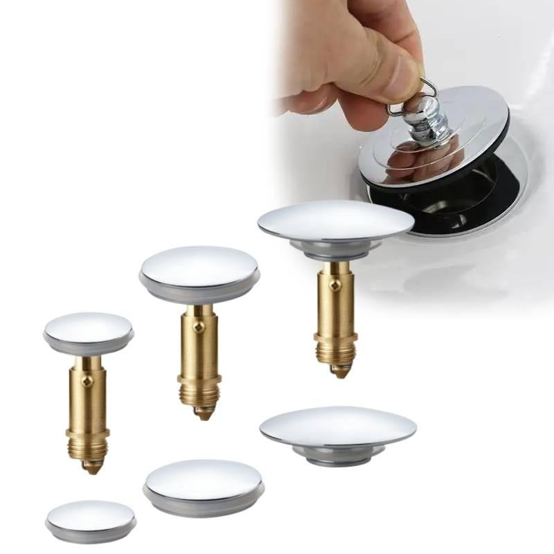 Durable All Copper Sink Stopper Set Featuring Large And Small Push Button Caps