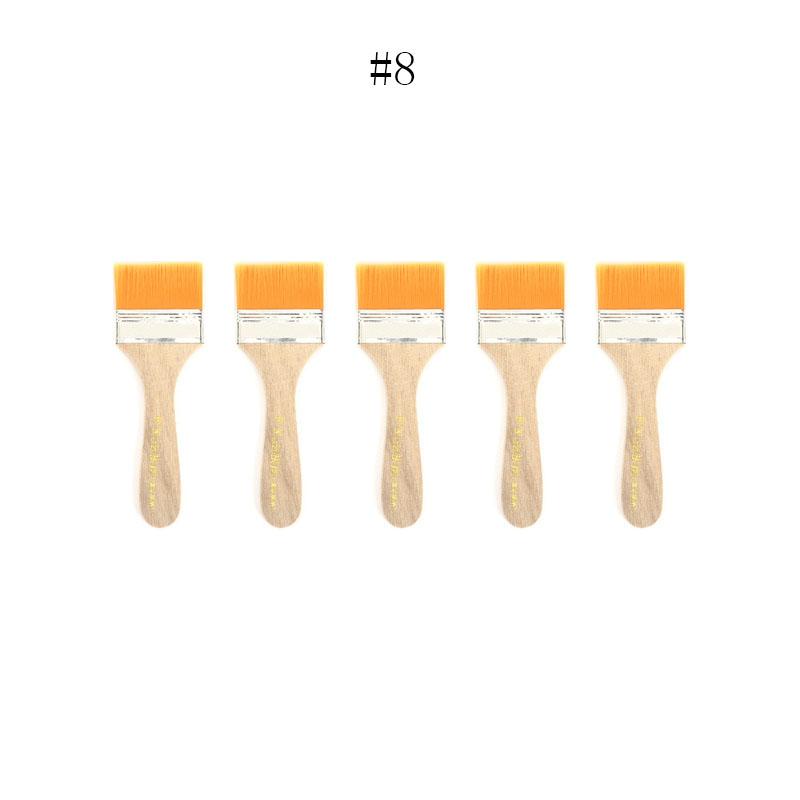 5/10/12pcs/Set Memory Nylon Paint Brushes for Acrylic/Oil/Watercolor Drawing Wooden Synthetic Bristles Easy To Clean BBQ Brush