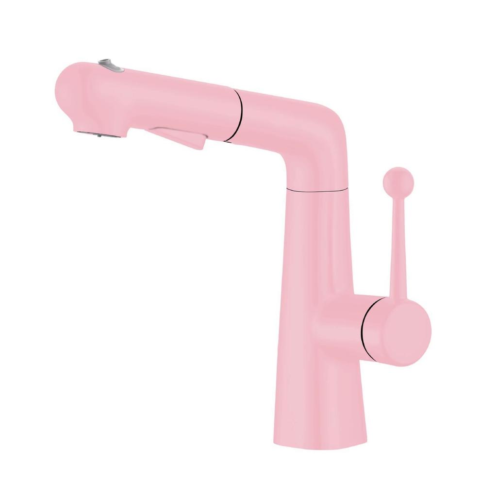 Adjustable Bronze Pink/Yellow Pull-out Bathroom Basin Faucet Splash-proof Rotating Cold And Hot Mixed Water Basin Faucet