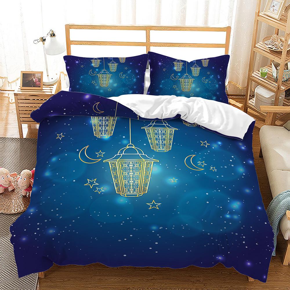 Quilt Cover Three-Piece Good Night Series Star Moon Pillowcase Digital Printing Bedding