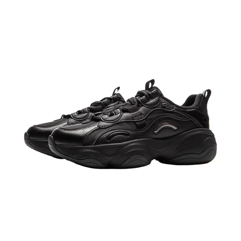 Li Ning Honey Comfortable Classic Casual Retro Durable High-Top Low-Top Dad Shoes Women Sneakers Black AGCV288-5