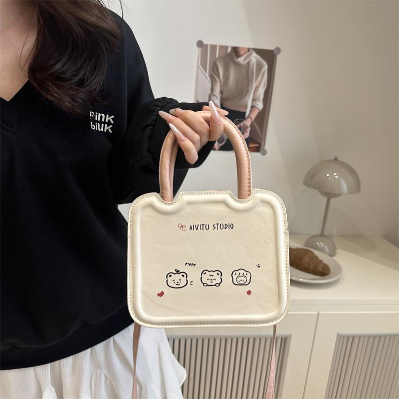 

High value versatile texture temperament niche new small square bag women s design sense fashion printing casual messenger bag белый