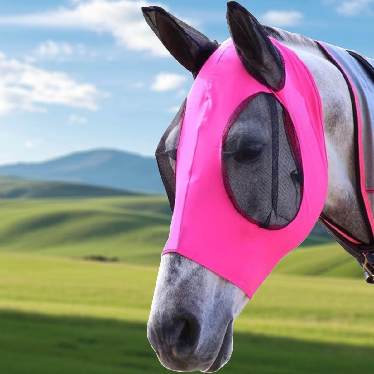 

Breathable Horse Mask Summer Goggles Mosquito Ears Comfortable Fit with UVProtection Mesh Horse Fly Mask Equestrian Supplies роза розовый