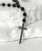 Blessed Bullet Bead Symbol Cross Necklace_Black/White