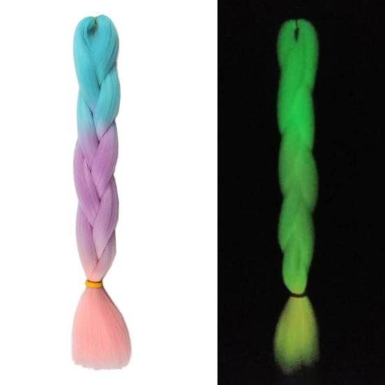 Yousheng Świecący Warkocz Kolor Gradientowy Świecący w Ciemności Dekoracyjny Antypoślizgowy Widoczny Warkocz Włosy Syntetyczne Neonowy Świecący Jumbo Warkocz Kucyk