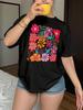 Colorful Floral Retro Bohemian Short-Sleeve Loose T-Shirt for Women