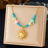 Fashionable Seaside Vacation Style Bead Necklace Exquisite Sea Fish Starfish Sun Shell Necklaces Multi-Element Blue Jewelry