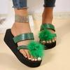Summer New Platform Sandals Women's Round Head Set Toe Glitter Anti-slip Wear-resistant Slippers